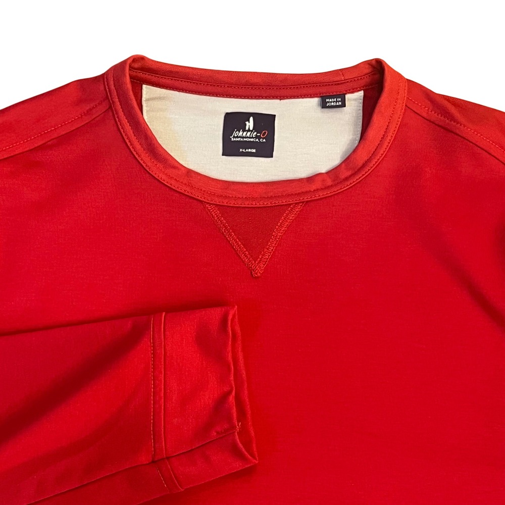 Johnnie-O Sweatshirt Mens XL Red Performance Crewneck V-Stitch Pullover
